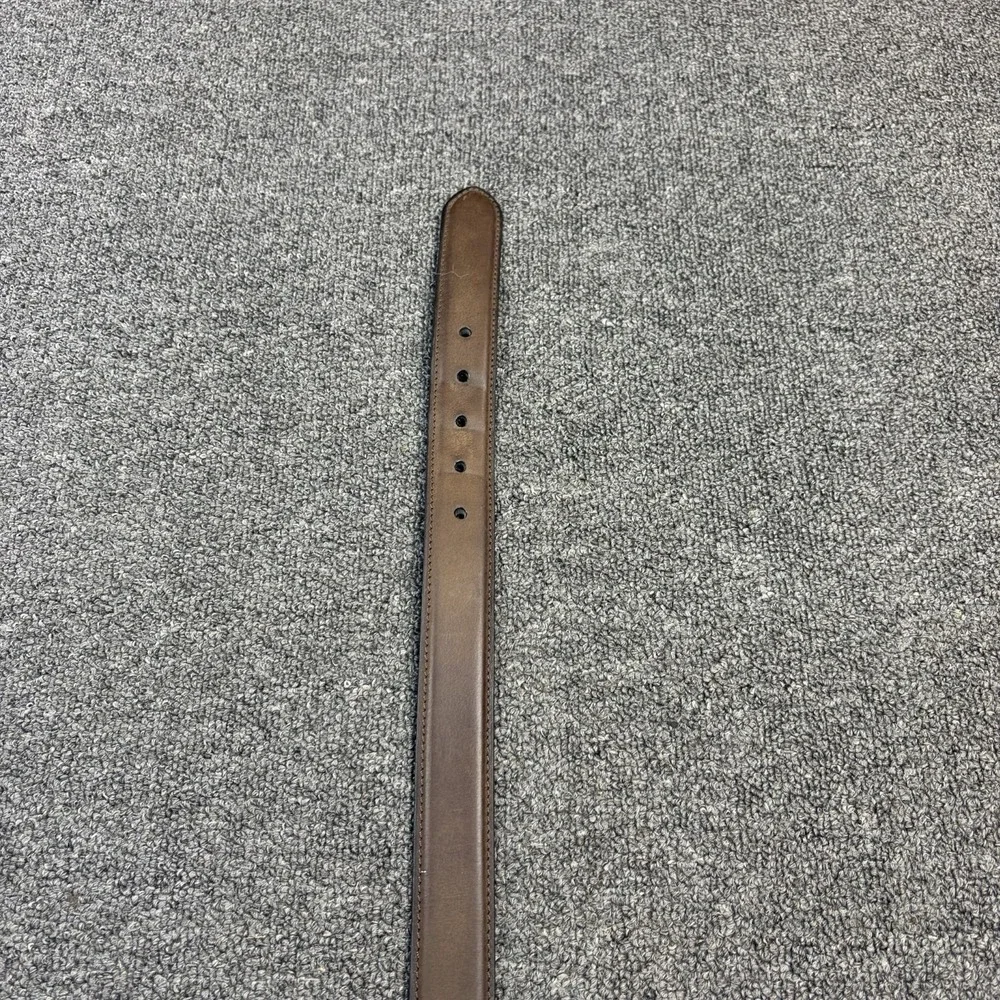 James Campbell Brown Genuine Leather Belt Size 36 Dark Brown Gunmetal Buckle